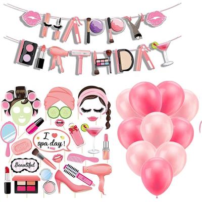 China Latex Spa Makeup Photo Paper Booth Props Balloons Happy Birthday Banner for Spa Makeup Party Supplies for sale