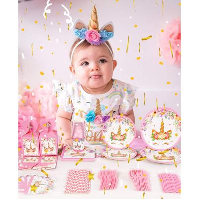 China Hot Selling Paper Cake Topper Tableware Unicorn Balloon Banner Party Supplies Set Amazon Birthday Unicorn for sale