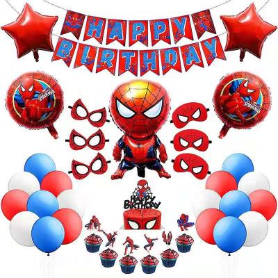 China Spider-Man Theme Party Decoration Baby Shower Paper Foil Balloons Paper Banners Red Blue Latex Balloon For Birthday Party for sale