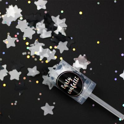 China Tissue Paper/Film Paper Scraps/Aluminum Sequin Pentagon Laser Pushing Cylinder Confetti Party Snap Button for sale