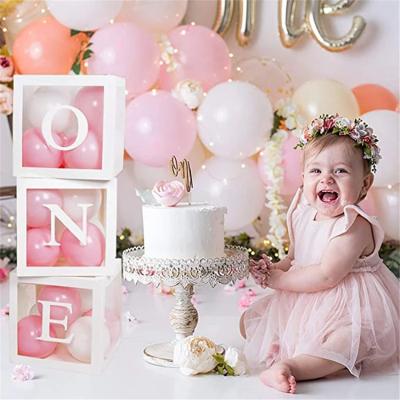 China Baby's First Birthday Balloon Boxes PVC Decorations with Baby's First Birthday Girl's Birthday Letter for sale