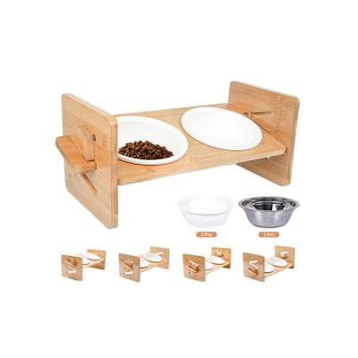 China 100% Eco-friendly Wooden and Bamboo Pet Food Trays Wholesale Interactive Pet Feeder Portable Pets Feeder for sale