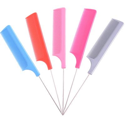 China For Home Use New Stain Hot Wholesale Steel Tail Hairdressing Tip Plastic Dense Tooth Comb for sale