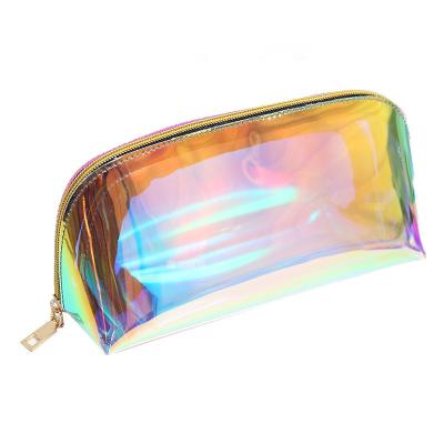 China New Fashion Transparent Laser TPU Women's Skin Care Collection Magic Color Makeup Travel Portable Wash Bag for sale