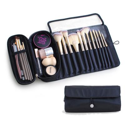 China Fashion Large Capacity Makeup Brush Roll Bag Portable Folding Travel Toiletries Storage Bag for sale