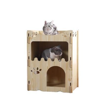 China Wholesale Stable Production Viable Support Video Sturdy Wood Climbing Cat House for sale