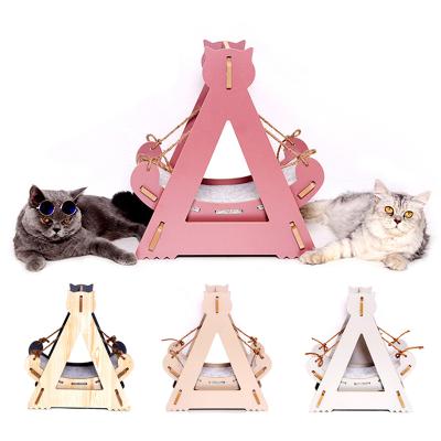 China Comel kucing kucing stocked buaian lucu lindo swing hammock gato pet cat bed hammock tempat high-grade tidur wood cute gantung kucing for sale