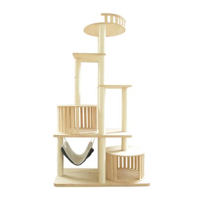 China Wholesale Cat Tree Cat House Hot Sale Solid Wood Climbing Removable Cover Good Quality for sale