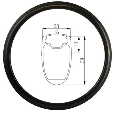 China Road Bicycles Bike Wheel 38Mm Carbon Fiber Bike Rim 700C Full Width 23Mm Carbon Fiber Bike Rim for sale