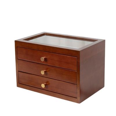 China Hot Selling Eco-friendly Retro Style Wooden Jewelry Storage Box Wooden Jewelry Packaging Box for sale