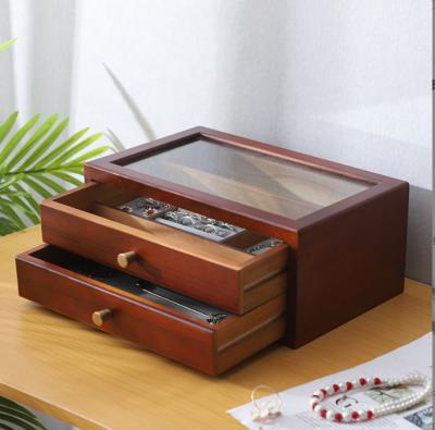 China Luxury Jewelry Packaging Display Jewelry Box With Drawer Ring Studs Watch Wooden Storage Box for sale