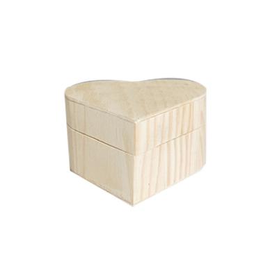 China Newest Design China Love Gift Box Unfinished Heart Shape Wooden Jewelry Box for sale