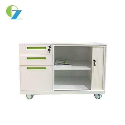 China Steel Mobile Pedestal Caddy Cabinet Left 3 Drawer Right Sliding Door Under desk for sale