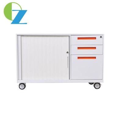 China Office Storage Steel 3 Drawer Mobile File Cabinet With Tambour Door for sale