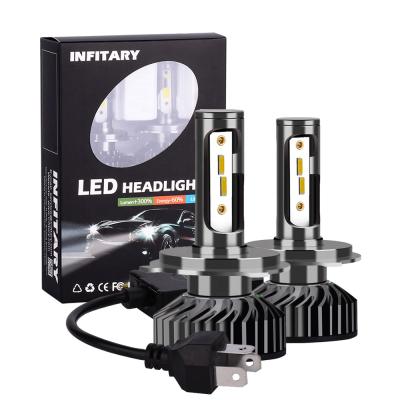 China Aviation Aluminum 6063 Free Shipping Infitary H4 LED Headlight Bulbs Hi/Lo Beam CSP 6500K Super Bright White High Low 9003 HB2 Conversion Kit for sale