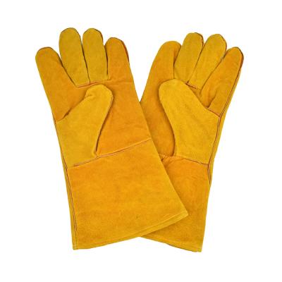 China Yellow Cow Leather Welding Welding Cutting Anti - Resistant Industry Safety Anti - Workinig Welding Gloves for sale