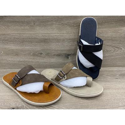 China Factory New Breathable Leather Slipper Men Flip Flops Design Beach OEM Customized for sale