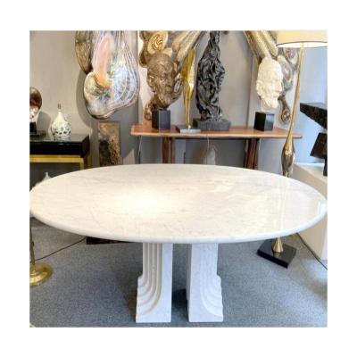 China Small coffee table vintage style travertine dining table round table luxury modern family table for sale