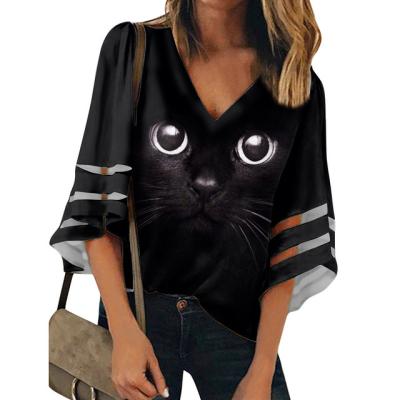 China Cat Leopard Elephant Dog Pattern 3D Breathable Women Casual Blouse Tops Printed Funny Shirt Fabric For Teens Lady camisas mujer for sale