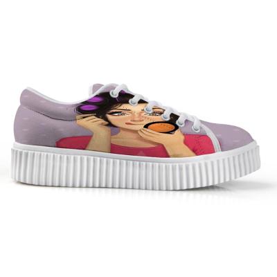 China New Design Breathable Custom Printed Art Girls Printed Ladies Women's Fashionable 2020 Platform Sneakers Shoes for sale