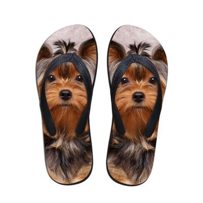 China Lady Flats Shoes Cat Dog Terrier Printed Sandals Pet Flip Flops Women Slippers Cute 3D Summer Beach Fashion Trend 2021 for sale