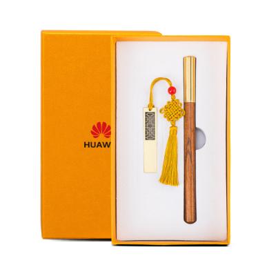 China Financial Institutions Classic Design Business Gift Set USB Drive+ Flash Brass Wooden Sign Pen Combination Gift for sale