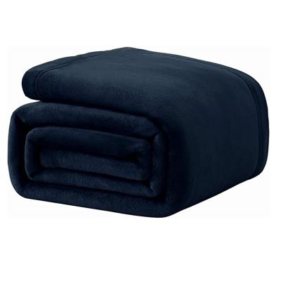 China Anti-Static Flannel Blankets for Travel Camping Chair and Sofa Fuzzy Blanket for Kids Comfortable Plush Luxury Bed Covers Navy Blue for sale