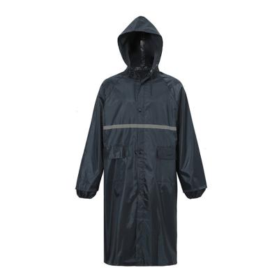 China Lightweight Navy Blue Polyester PVC Nylon Coating With Reflective Tape Motorcycle Raincoat for sale