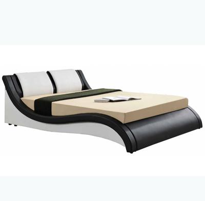 China New Style Soft Faux Leather Curve Frame Double Shape Bed Leather Bed for sale