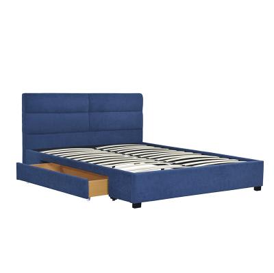 China Strong Modern European Style Bed Upholstery Velvet Fabric Bed With Storage Drawers for sale