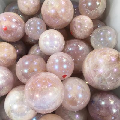 China China wholesale high quatrz polished crystal ball angle natural aura mounted quartz sphere for sale