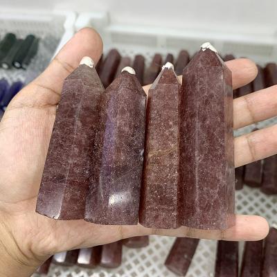 China China Wholesale Crystal Gemstone Polished Strawberry Quartz Point Natural Healing Tower for sale