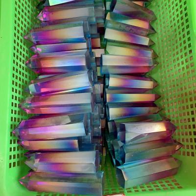 China China wholesale natural crystal angel aura rainbow titanium crystal titanium coated crystal towers for sale