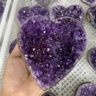 China China Wholesale High Quality Natural Amethyst Geode Healing Cluster Amethyst Crystal Heart for sale