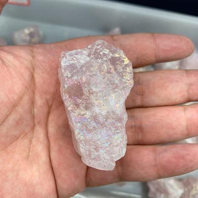 China China Raw Rose Quartz Crystal Plated Rose Quartz Aura Stone Angel Rose Quartz Crystal for sale