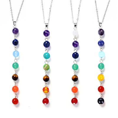 China Other Wholesale Fashion Yoga Reiki Healing Bead Stone7Chakra Necklace Multi Colored Natural Necklace for sale