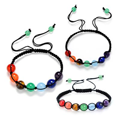 China Other Wholesale Real Stones Meditation Bracelets Wrap Charm Bracelets 7 Chakra Healing Bracelet for sale