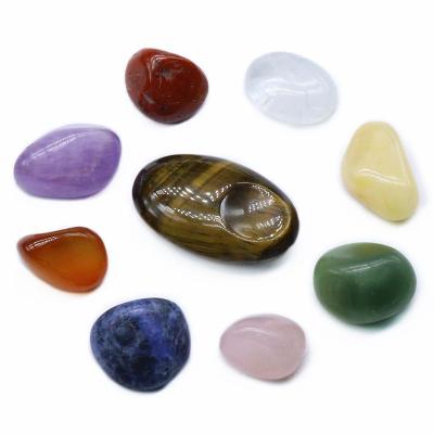 China China Crystal Tumbled Stone7 Chakra Meditation Palm Stones Wholesale Healing Mixed Polished Set for sale