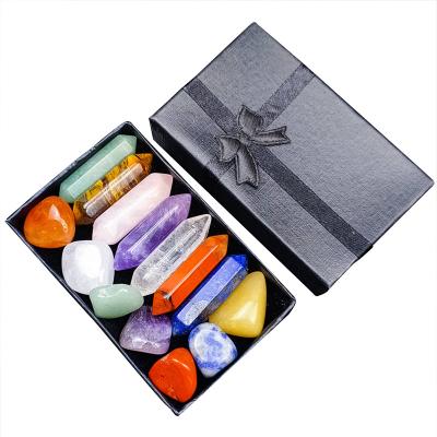 China China Wholesale Healing Set Tumbled Crystal Stone Set Chakra Magic Wand Crystal Gift Box for sale