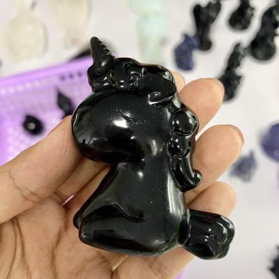 China China Wholesale High Quality Healing Unicorns Obsidian Crystal Unicorn Carving for sale