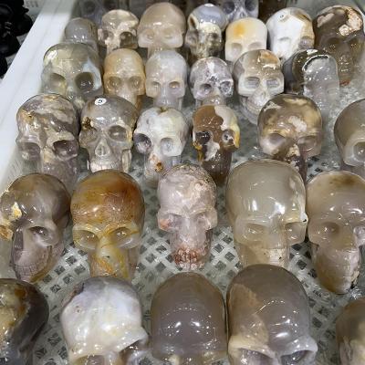 China Wholesale High Quality Natural Skulls Crystal Carving Polished Flower Agate Gemstone From China for sale