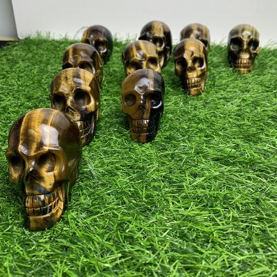 China China Wholesale High Quartz Large Tiger Eye Stone Quartz Hand Carved Tiger Eye Skulls for sale