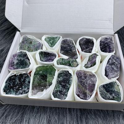 China China wholesale natural rainbow fluorite crystal rough crystal with box for healing for sale