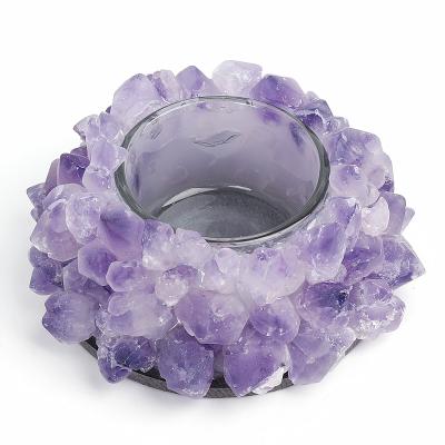 China China wholesale high quality natural crystal gemstone tealight crystal candle holders for healing for sale