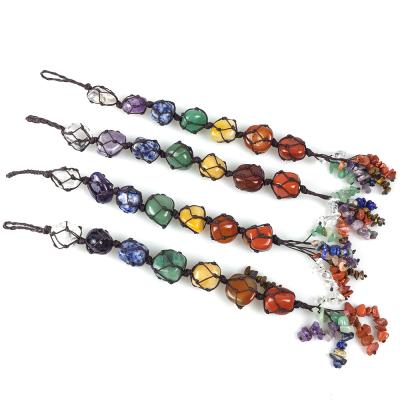 China China Wholesale Natural Stone Car Tumble 7chakra Healing Hanging Set for sale