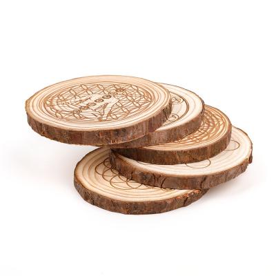 China China Wholesale Natural Wood Slice With Runes Chakra Sliced ​​Wooden Coffee Table Wood Slice for sale