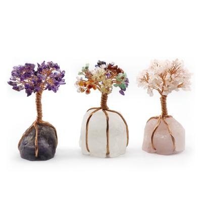 China Wholesale China Stain Rock Crystal Raw Ore Copper Wiring Gravel Tree of Life Treasure Lucky Tree Crystal Ornaments Gravel Tree of Life for sale