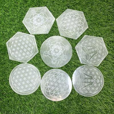 China China Wholesale High Quality Selenite Dish Engraved With Moon Phases Selenite Filling Dish for sale