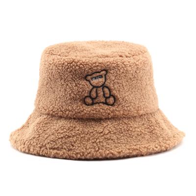 China Checked Fashion College Lambswool Winter Warm Bucket Hats For Girl for sale