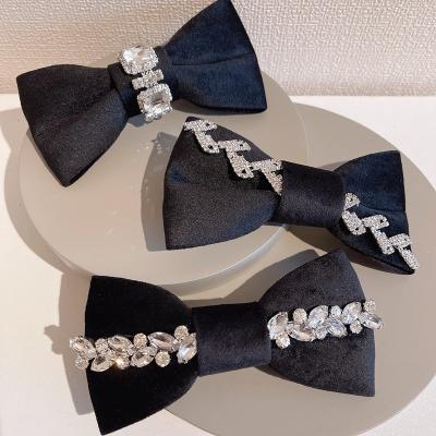 China New Autumn Winter Suede Bow Rhinestone Barrette Barrette Girl Large for sale